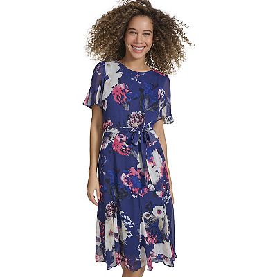 long sleeve midi ruffle dress Confête - Odette Ruffle Mock Neck Tiered Midi Engagement Photos Dress