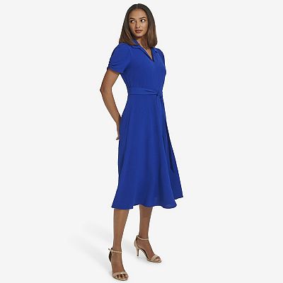 white holiday dress Floral Tie Waist High Neck Midi Dress main image 0