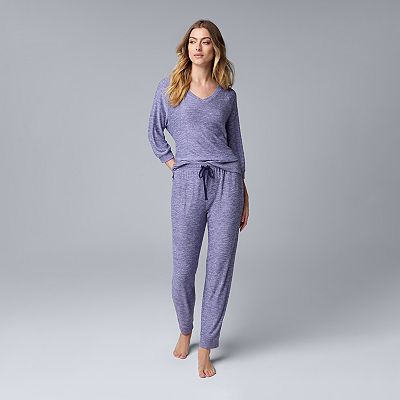 Women s Simply Vera Vera Wang 3 4 Sleeve Pajama Top Pajama Bottoms Set