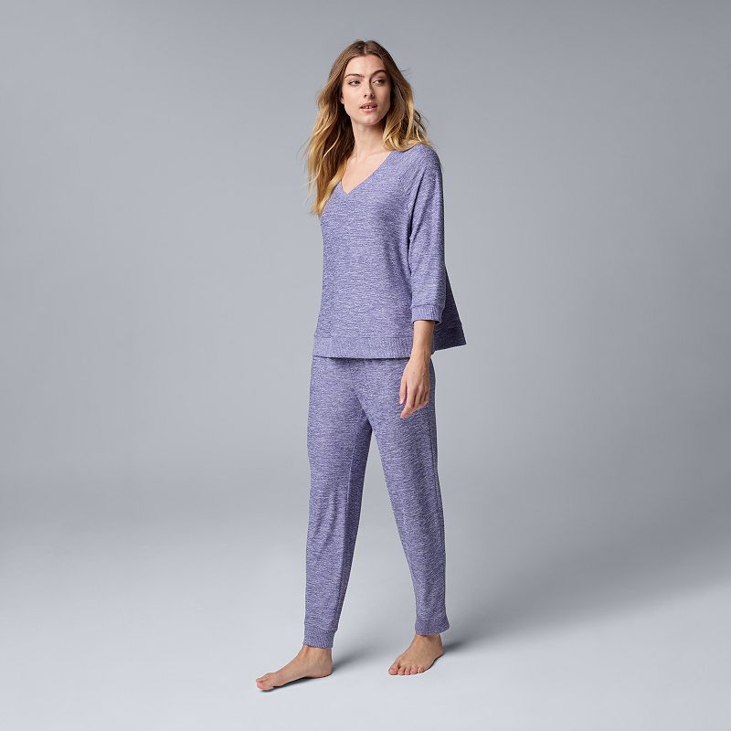 Women's Simply Vera Vera Wang 3/4 Sleeve Pajama Top & Pajama Bottoms Set