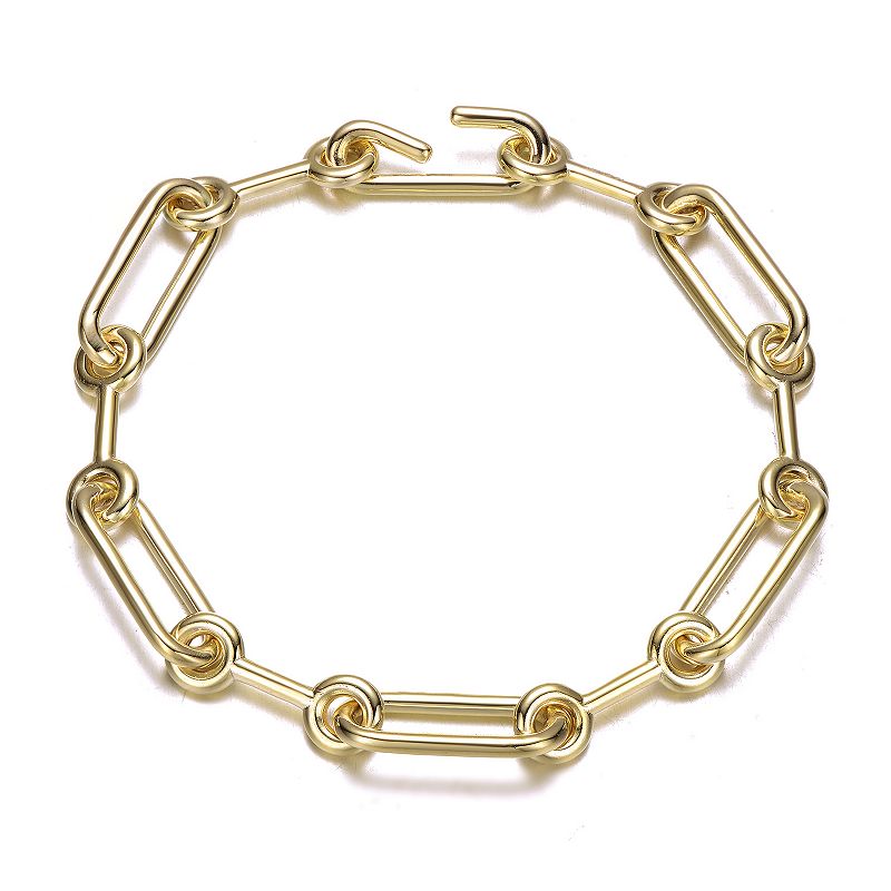 14k Gold Plated Link Chain Bracelet, Women's, Size: 7.25", Gold Tone