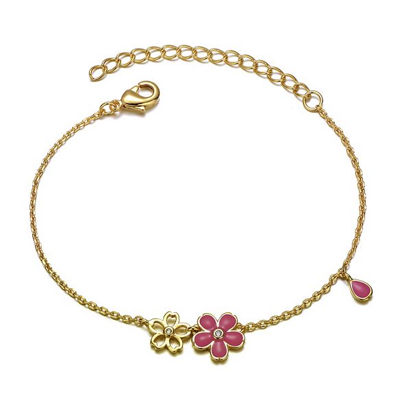 Flower charm&Diamonds- Baby bracelet main image 1