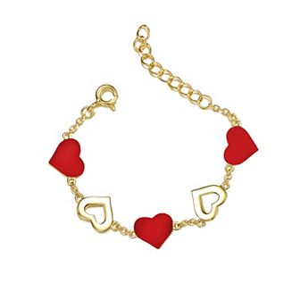Kids' 14k Gold Plated Heart Station Bracelet