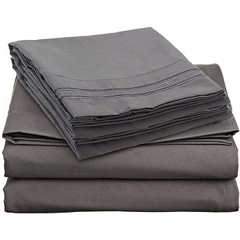 King Size Microfiber Sheet Set In Charcoal Stone Grey
