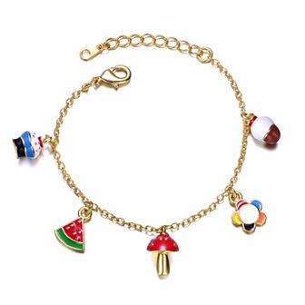 Kids' 14k Gold Plated Enameled Charm Bracelet