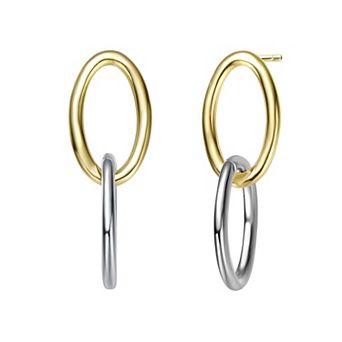 Two-Tone Oval Link Drop Earrings