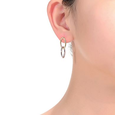 Two-Tone Oval Link Drop Earrings