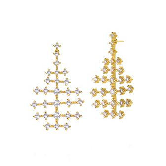 14k Gold Plated Cubic Zirconia Anchor Frame Drop Earrings