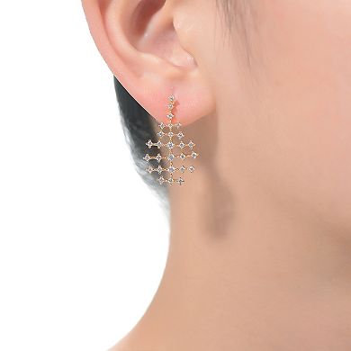 14k Gold Plated Cubic Zirconia Anchor Frame Drop Earrings