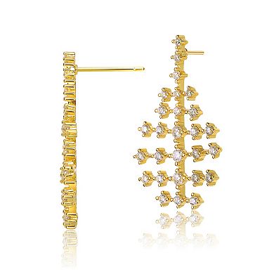 14k Gold Plated Cubic Zirconia Anchor Frame Drop Earrings