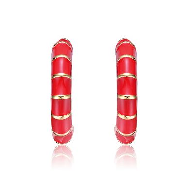 14k Gold Plated Enameled Seashell C-Hoop Earrings