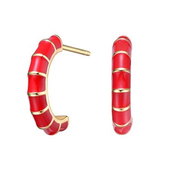 14k Gold Plated Enameled Seashell C-Hoop Earrings