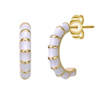 14k Gold Plated Enameled Seashell C-Hoop Earrings