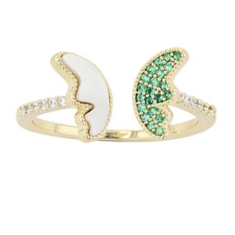 14k Yellow Gold Plated Cubic Zirconia Dome-Shaped Textured Nugget Ring