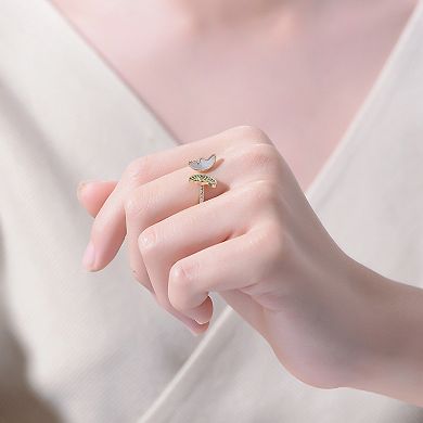 14k Yellow Gold Plated Cubic Zirconia Dome-Shaped Textured Nugget Ring