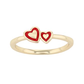 Kids' 14k Gold Plated Double Heart Stack Ring