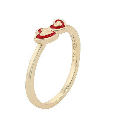 Kids' 14k Gold Plated Double Heart Stack Ring