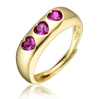 14k Gold Plated Cubic Zirconia Cluster Heart Halo Promise Ring