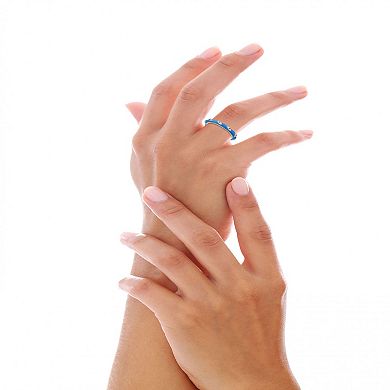 14k Yellow Gold Plated White Evil Eye Enamel Slim Band Ring