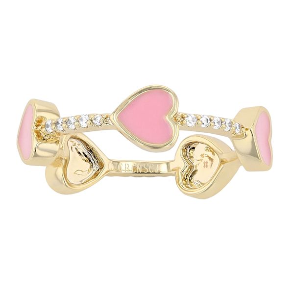 Chic 5 Pieces Pink Enamel Heart Ring Set main image 1