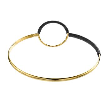 14k Yellow Gold Plated and Thread Circle Bangle Bracelet