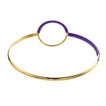 14k Yellow Gold Plated and Thread Circle Bangle Bracelet