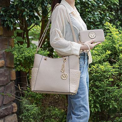 MKF Collection Merlina Embossed Pockets Women’s Tote Bag With Wallet By Mia K 2 Pcs