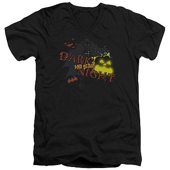 Batman Dark And Scary Night Short Sleeve Adult V Neck T-shirt