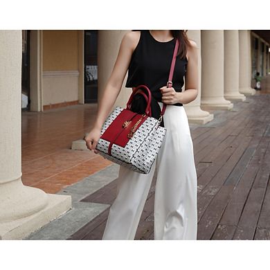Mkf Collection Yuliana Circular M Emblem Print Satchel Bag With Wallet By Mia K - 2 Piece