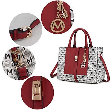 Mkf Collection Yuliana Circular M Emblem Print Satchel Bag With Wallet By Mia K - 2 Piece
