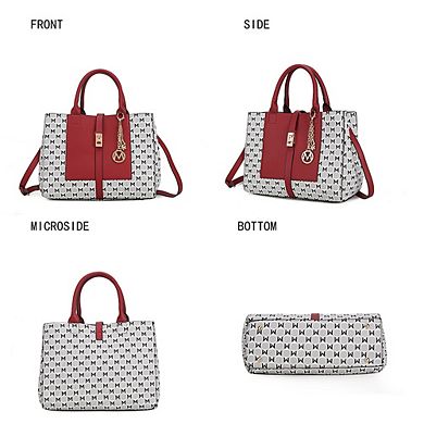 Mkf Collection Yuliana Circular M Emblem Print Satchel Bag With Wallet By Mia K - 2 Piece