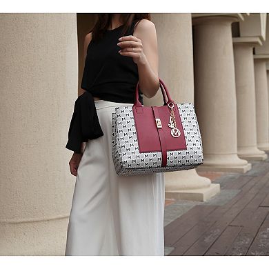 Mkf Collection Yuliana Circular M Emblem Print Satchel Bag With Wallet By Mia K - 2 Piece