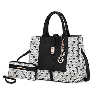 Mkf Collection Yuliana Circular M Emblem Print Satchel Bag With Wallet By Mia K - 2 pc