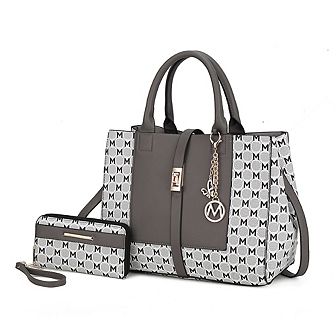 Mkf Collection Yuliana Circular M Emblem Print Satchel Bag With Wallet By Mia K - 2 pc