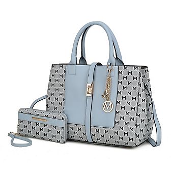 Mkf Collection Yuliana Circular M Emblem Print Satchel Bag With Wallet By Mia K - 2 pc