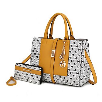 Mkf Collection Yuliana Circular M Emblem Print Satchel Bag With Wallet By Mia K - 2 pc