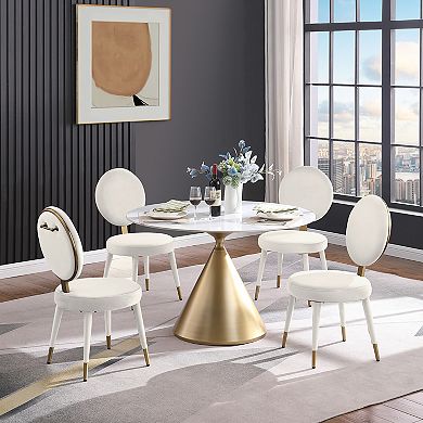 Morden Fort 47in.w Round Dining Table With Metal Conical Table Base