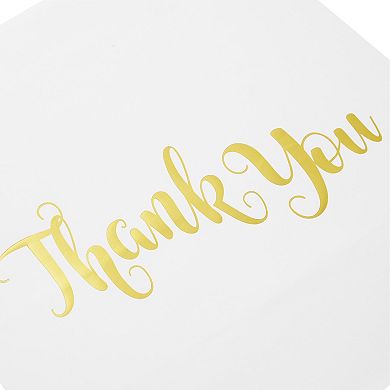 15 Pack Medium White Thank You Paper Bags With Handles, Tissue Paper, 8x4x8.8 In