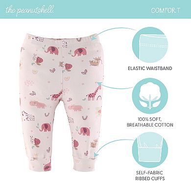 The Peanutshell Baby Girl Pants, 5-pack, Rainbow Safari