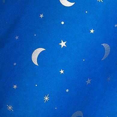 Moon And Stars Gift Wrap Tissue Paper For Bags, 3 Blue Colors ,20x26", 60 Sheets