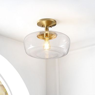 Marfa Glassiron Farmhouse Modern Led Flush Mount