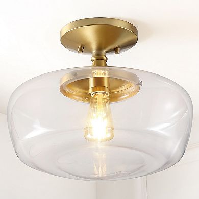 Marfa Glassiron Farmhouse Modern Led Flush Mount