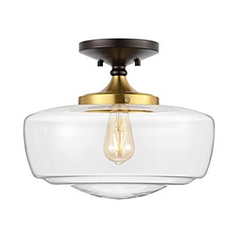 Marfa Glassiron Farmhouse Modern Led Flush Mount