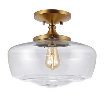 Marfa Glassiron Farmhouse Modern Led Flush Mount