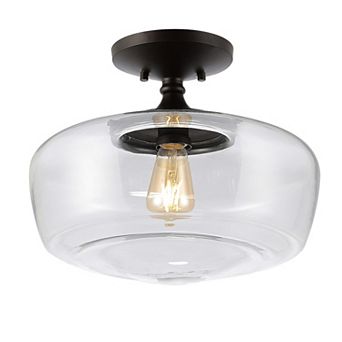 Marfa Glassiron Farmhouse Modern Led Flush Mount