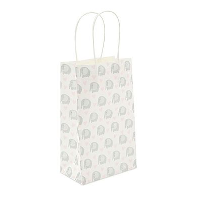 Pink Elephant Party Favor Gift Bags With Handles For Girl Baby Shower (24 Pack)