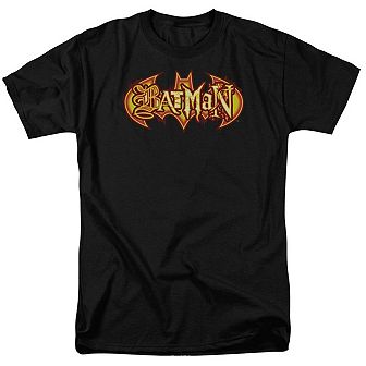 Batman Fiery Shield Short Sleeve Adult T-shirt