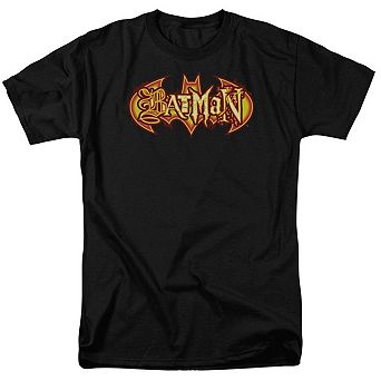 Batman Fiery Shield Short Sleeve Adult T-shirt