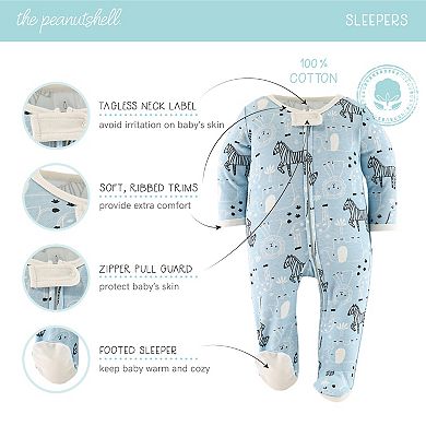 The Peanutshell Newborn Layette Gift Set For Baby Boys, Blue Safari, 30 Essential Pieces