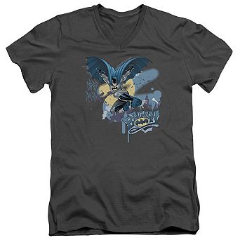 Batman Into The Night Short Sleeve Adult V Neck T-shirt